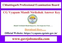 CG Vyapam Mandi Nirikshak Answer Key Paper