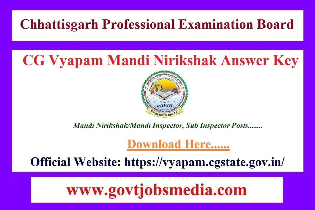 CG Vyapam Mandi Nirikshak Answer Key Paper