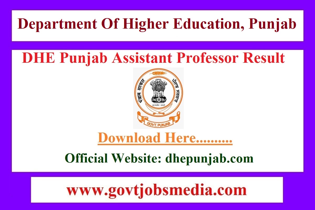 DHE Punjab Assistant Professor Result