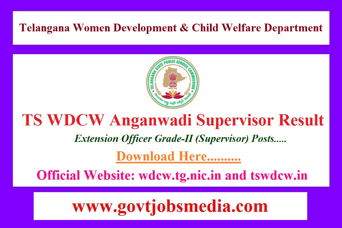 TS WDCW Anganwadi Supervisor Result