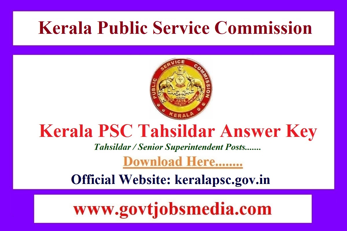 Kerala PSC Tahsildar Answer Key