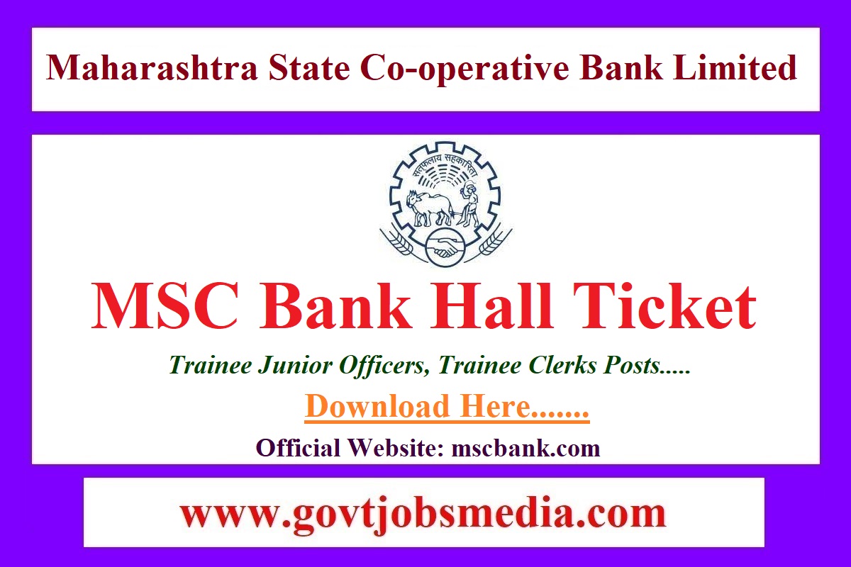 MSC Bank Trainee Clerk Hall Ticket