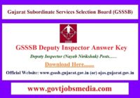 GSSSB Deputy Inspector Answer Key