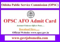 OPSC Assistant Fisheries Officer Admit Card
