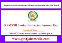 RSMSSB Junior Instructor Answer Key 2022