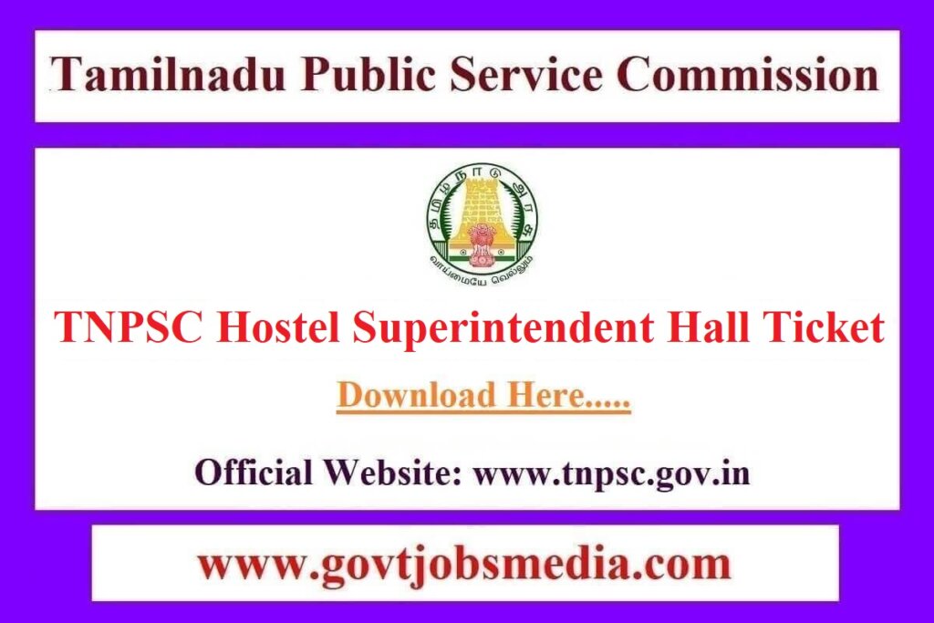 TNPSC Hostel Superintendent Hall Ticket
